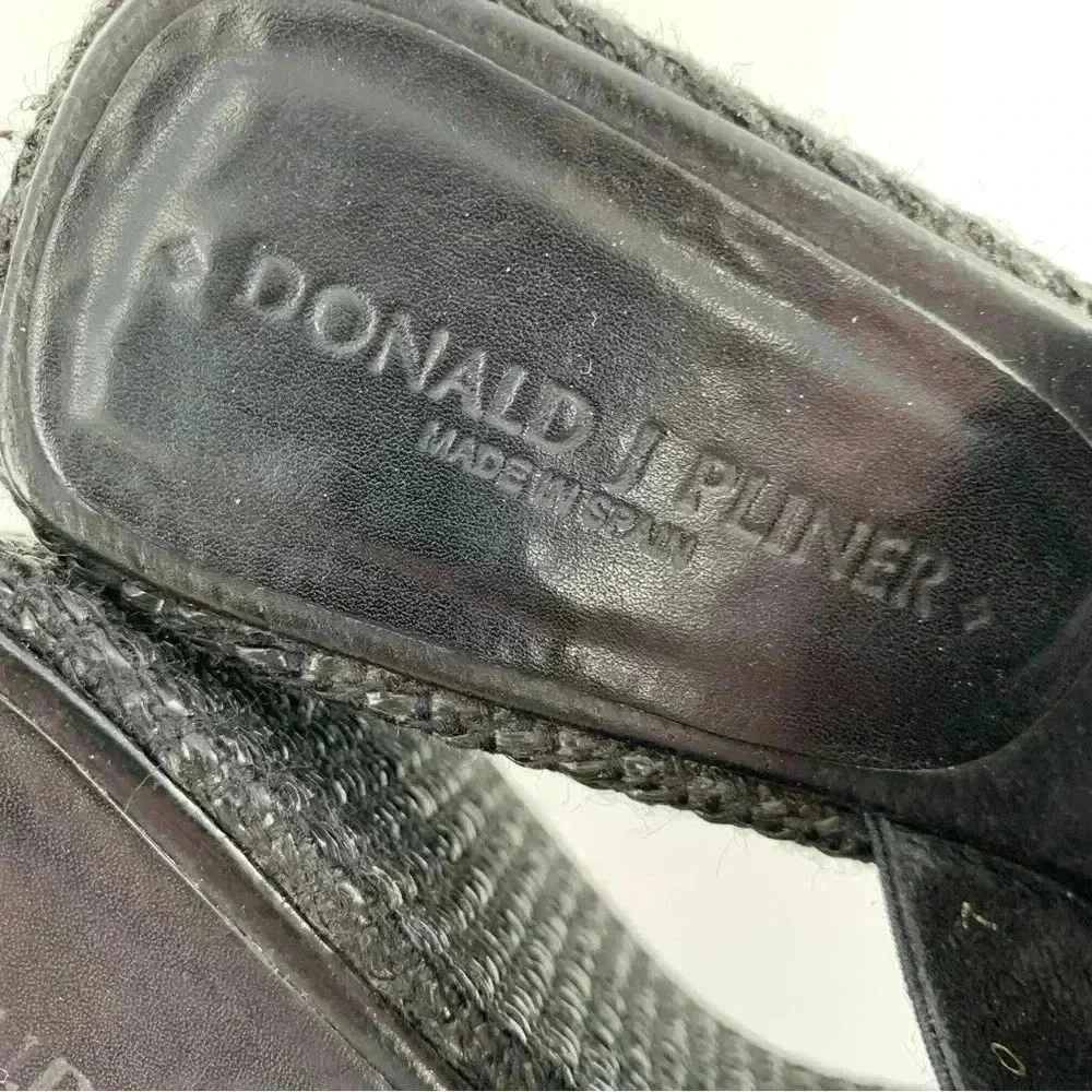 Donald J pliner sandals 7 black leather chunky platform slides vintage 90s y2k